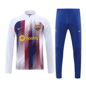 Barcelona Trainings Sweatshirt Kwart-Zip 2023-24 Witte
